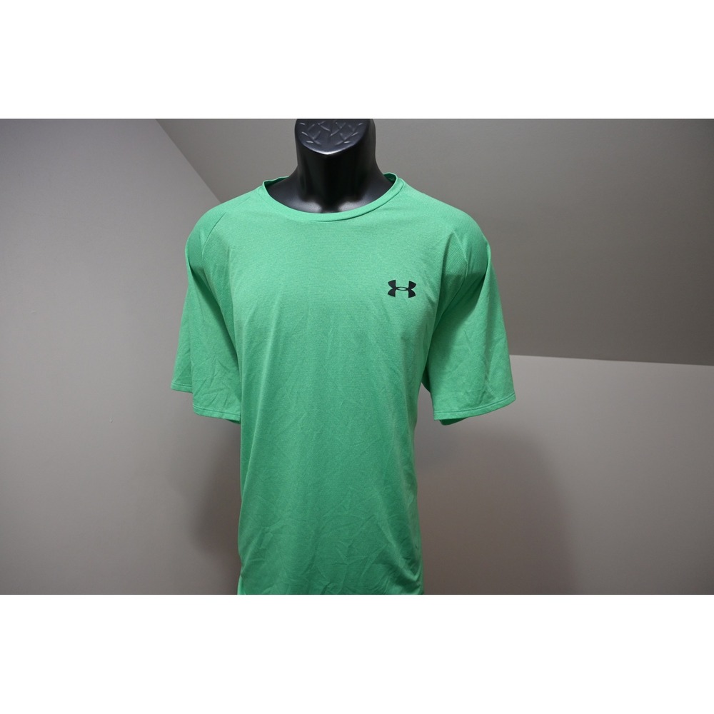 Under Armour The Tech Tee Mens 2XL Green Short Sleeve HeatGear Gym Shirt EUC